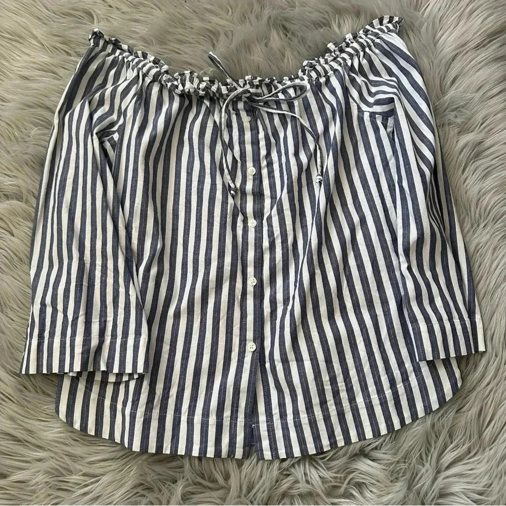 MADEWELL Shimmer Stripe Off-the-Shoulder Top Size Medium - Picture 4 of 9